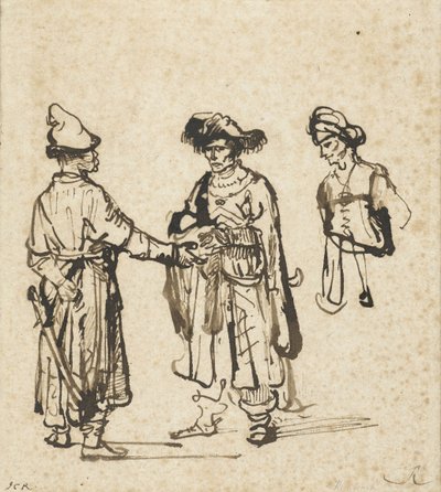 Tre orientali conversano, c.1645 da Rembrandt van Rijn